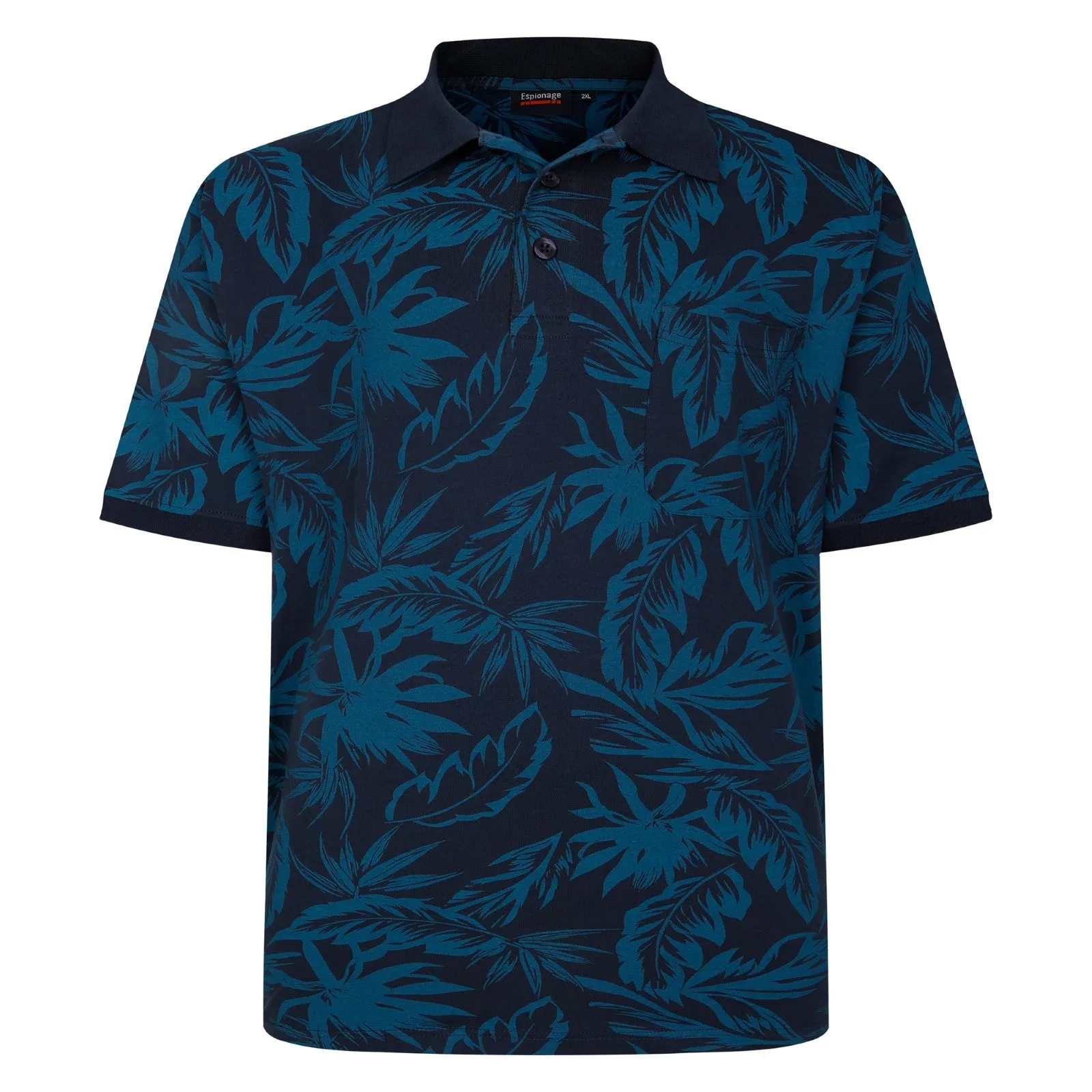 Espionage Mens Leaf Print Big & Tall Short Sleeve Polo Shirt Lightweight Knit Classic Collar