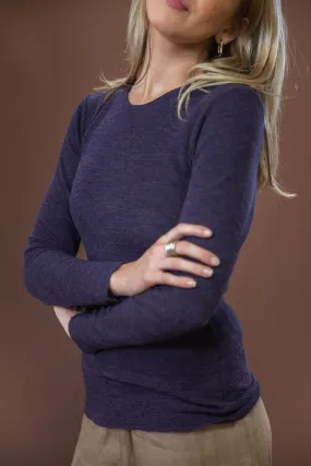 Merino Crew Neck | Plum Melange Garment Dyed Finish