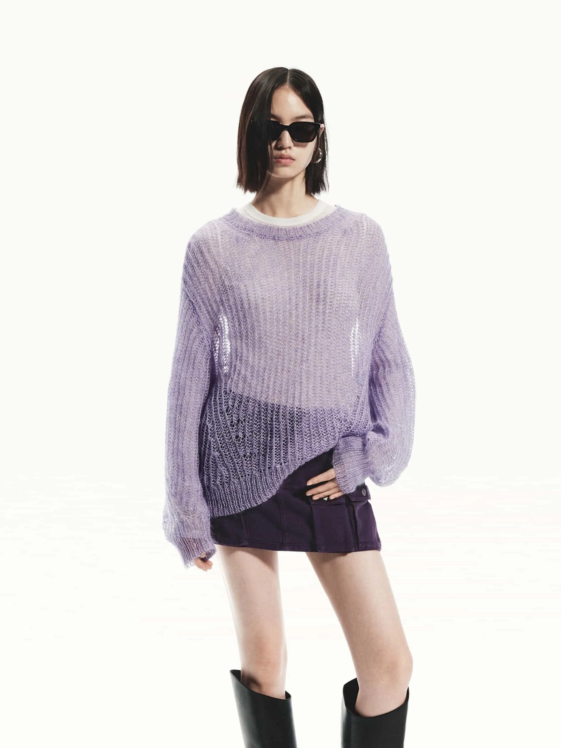 Winter Style Must-Have Sheer Crochet knit Sweater