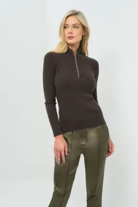 Stacey Ribbed Sweater Flexible Layer Fit Functional Pocket