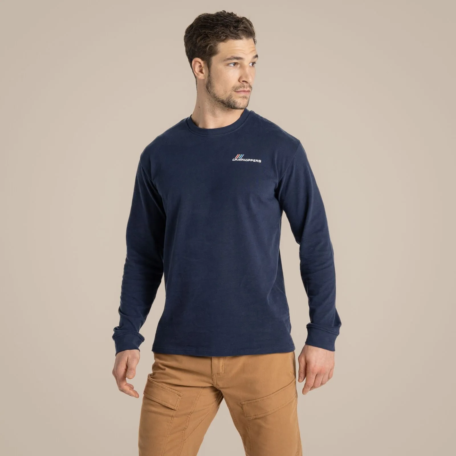 SnagFreeKnit Tagless Neckline Design Craghoppers Mens Dillisk Organic  Long Sleeve T-Shirt