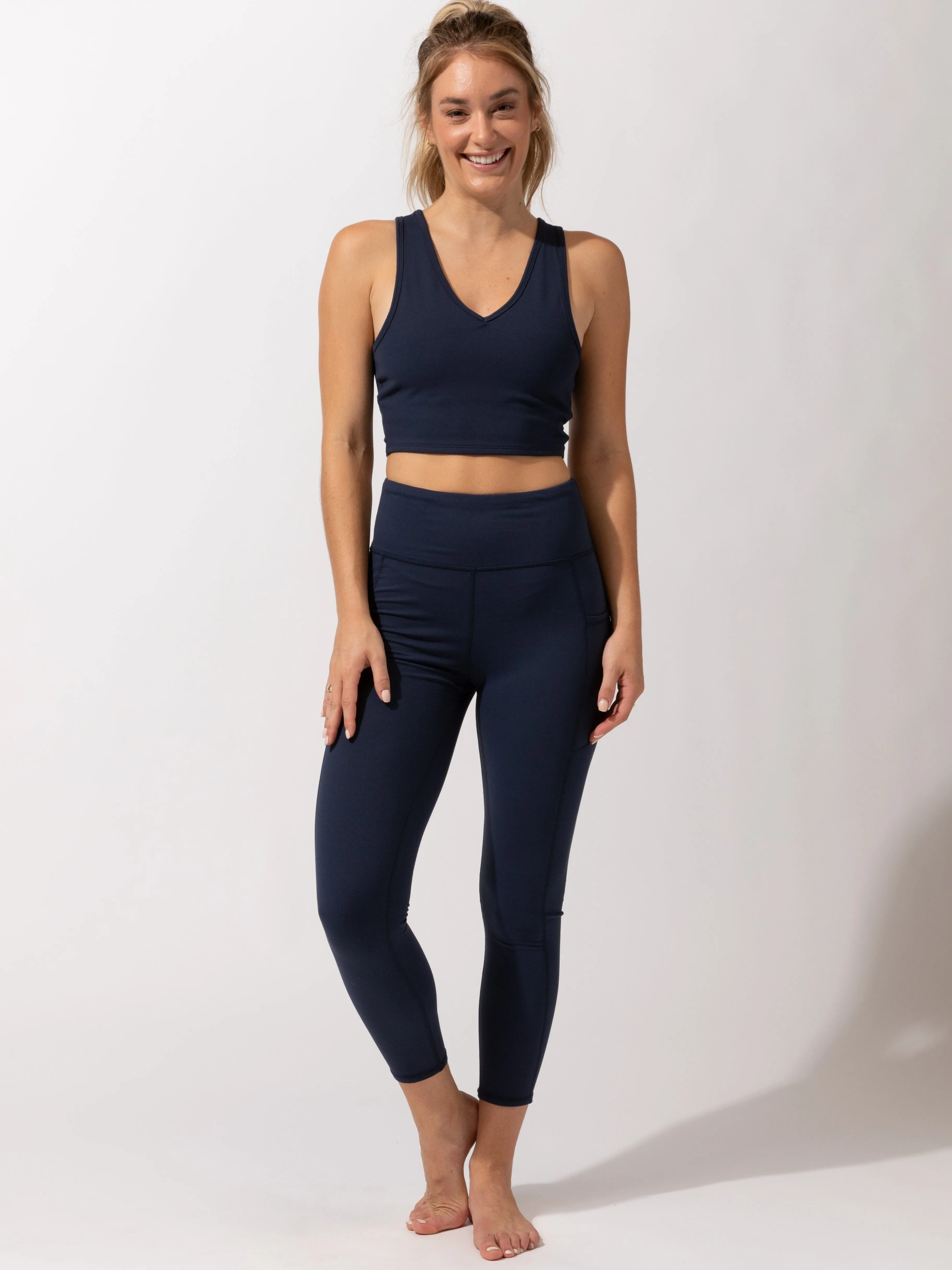 Monica Pocket High Rise 7/8 Legging 24" Casual Day Mesh Panel Tall Fit Shape Retain
