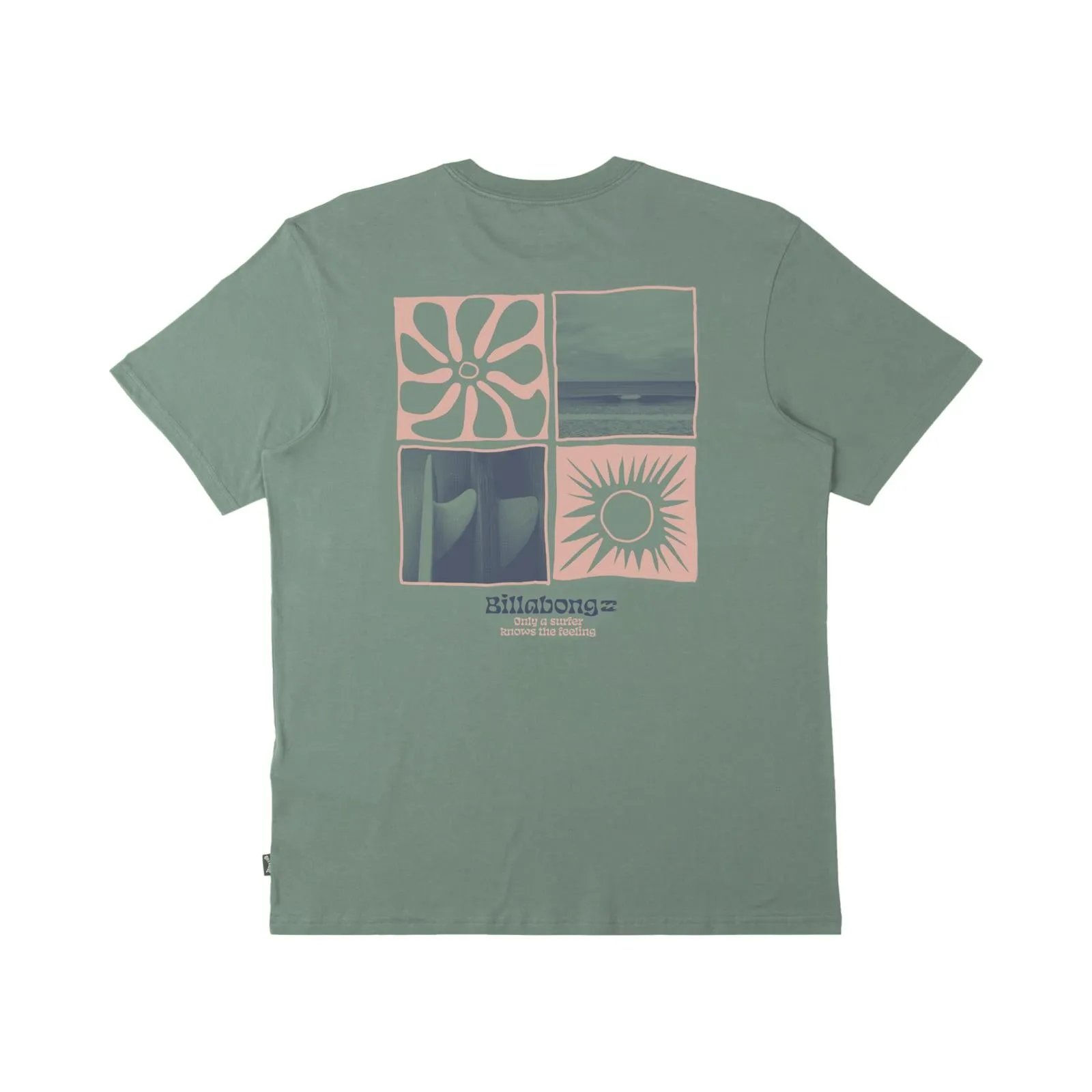 Oversized Collar Bonded Seam Technique Billabong Mens Twin Fins Short Sleeve T-Shirt