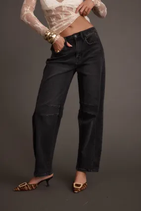 Muse Washed Black Barrel Denim Jeans Street Mood