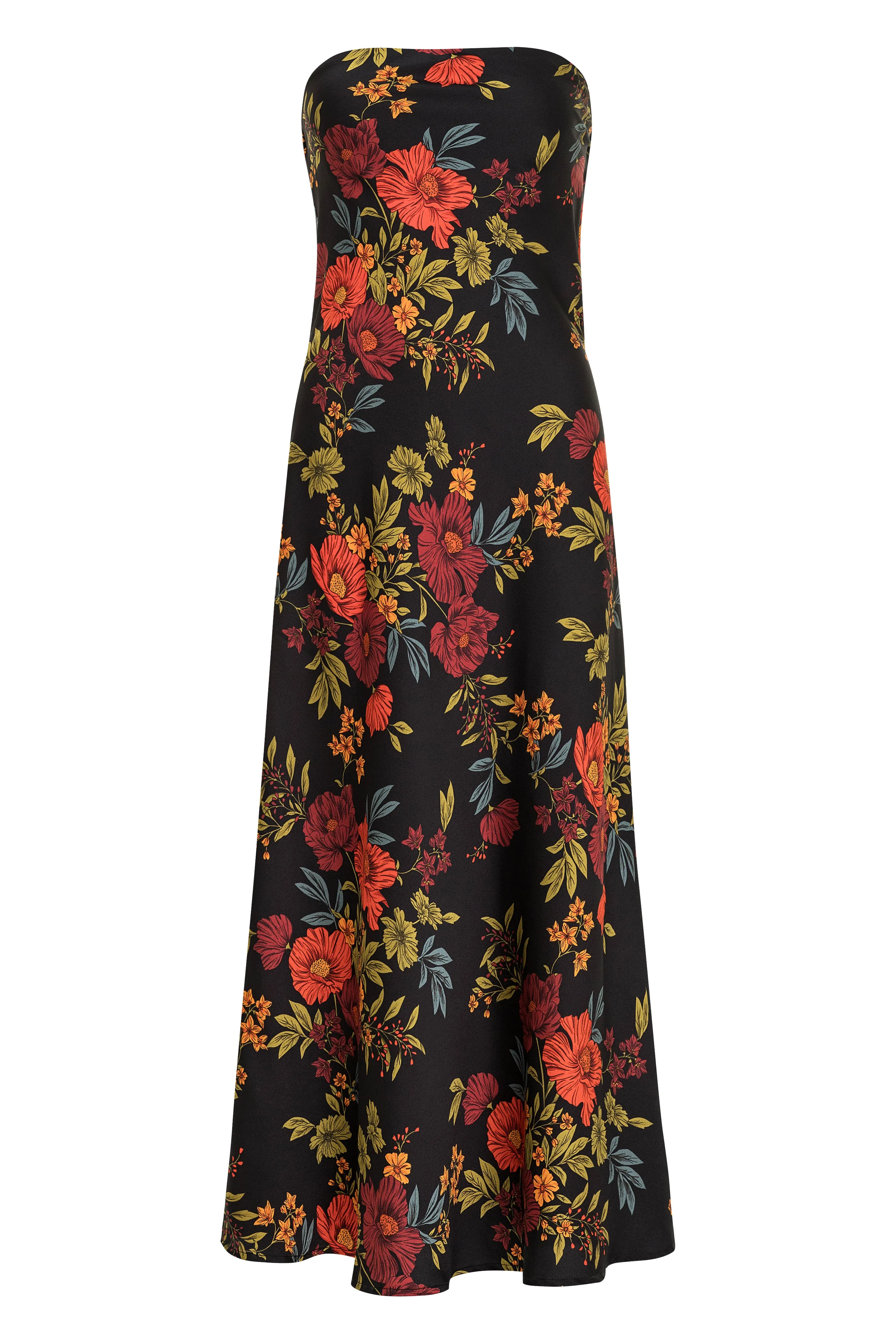 Nature Glow Walk Grace Natalia Black Floral Strapless Maxi Dress