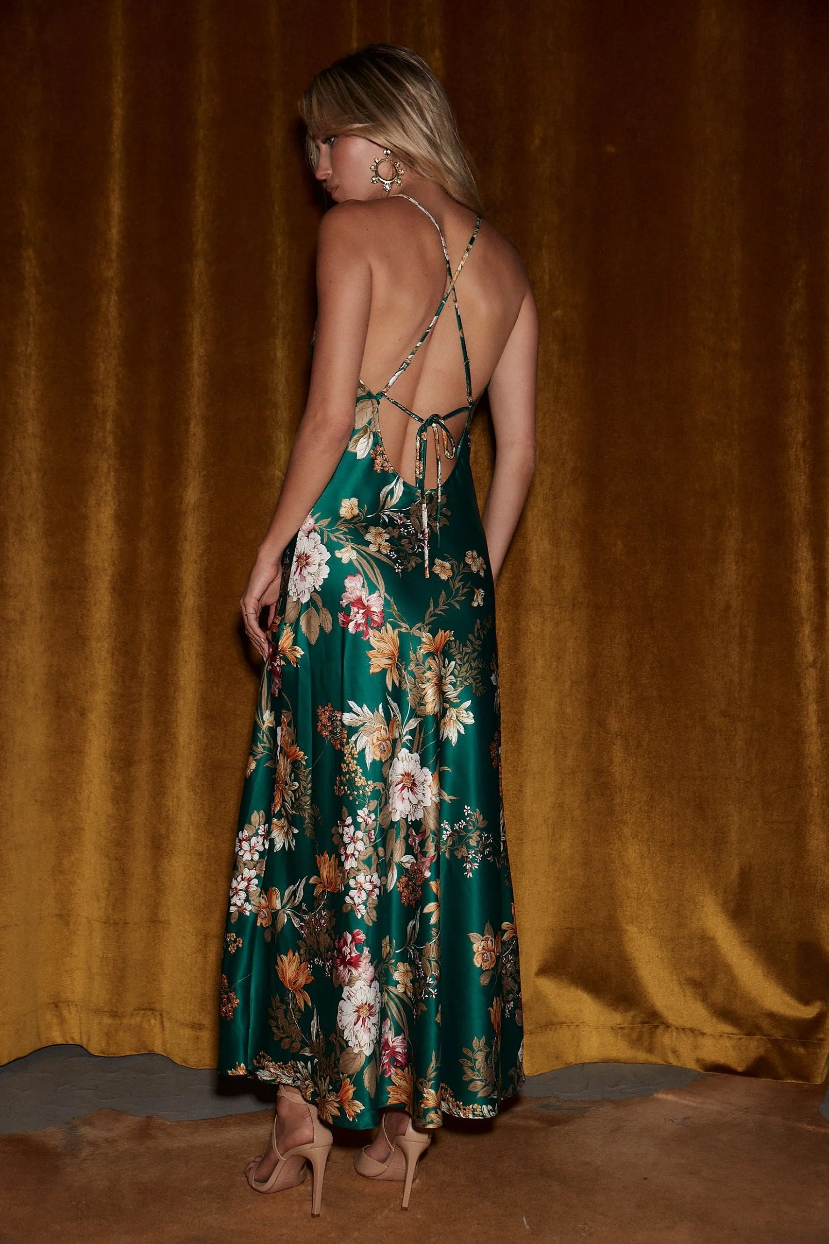 Natalia Emerald Floral Maxi Dress Subtle Charm Timeless Fit