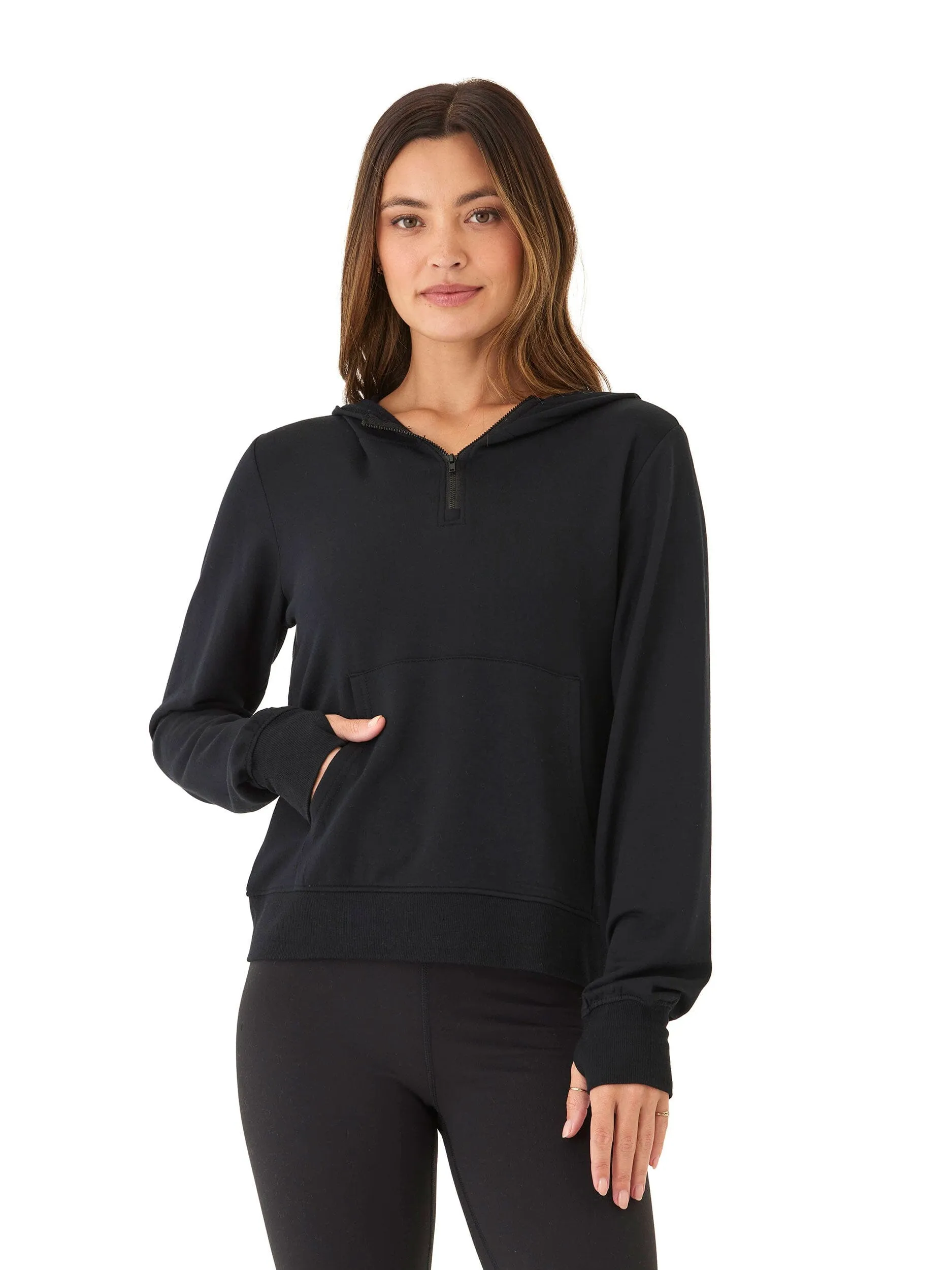 Natia Feather Fleece 1/4-Zip Hoodie Everyday Fit Style Functional Piece