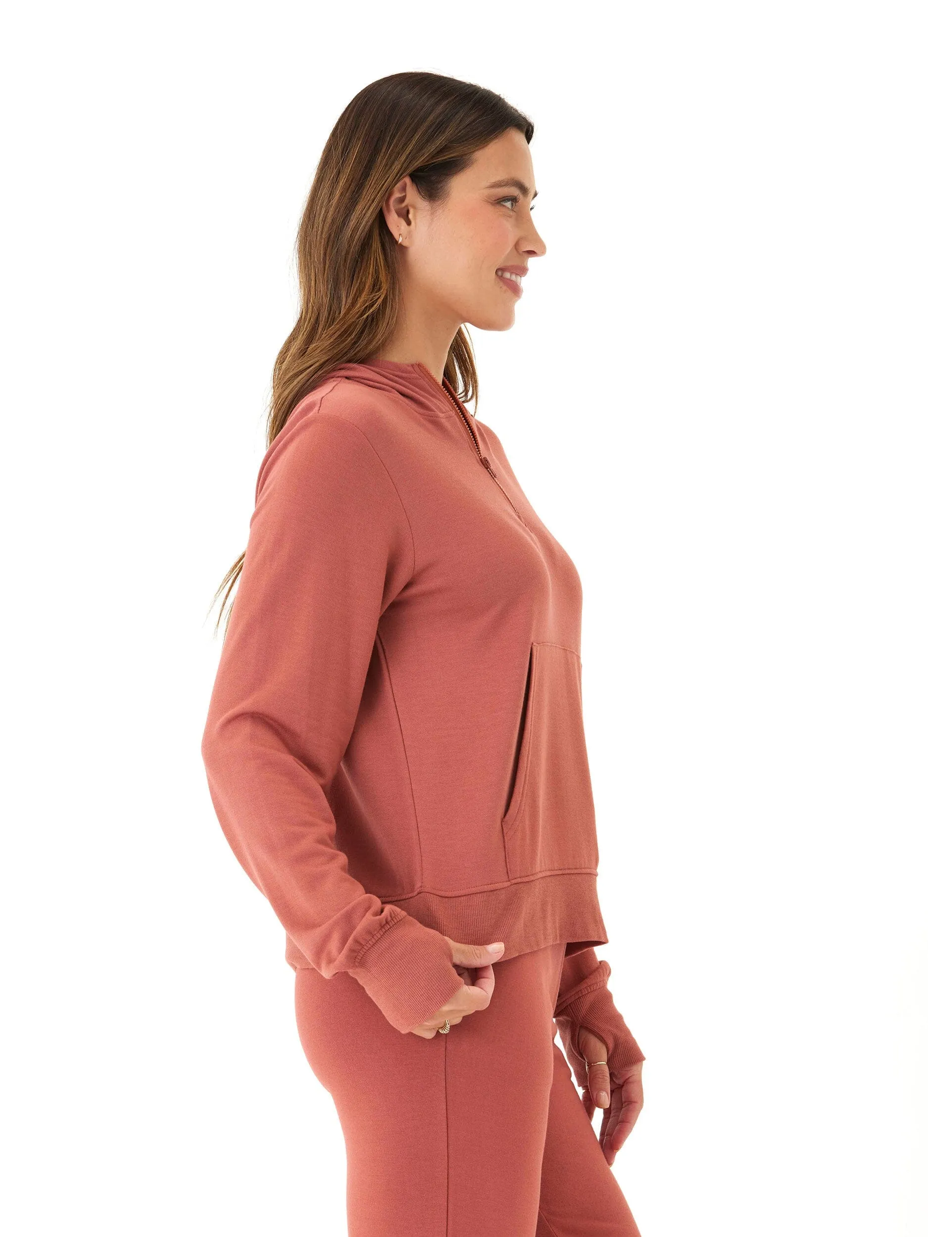 Weatherproof Zipper Natia Feather Fleece 1/4-Zip Hoodie