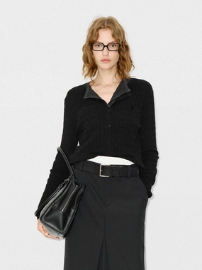 Travel Ready Biodegradable Fiber Construction Button Closure Wool Cardigan