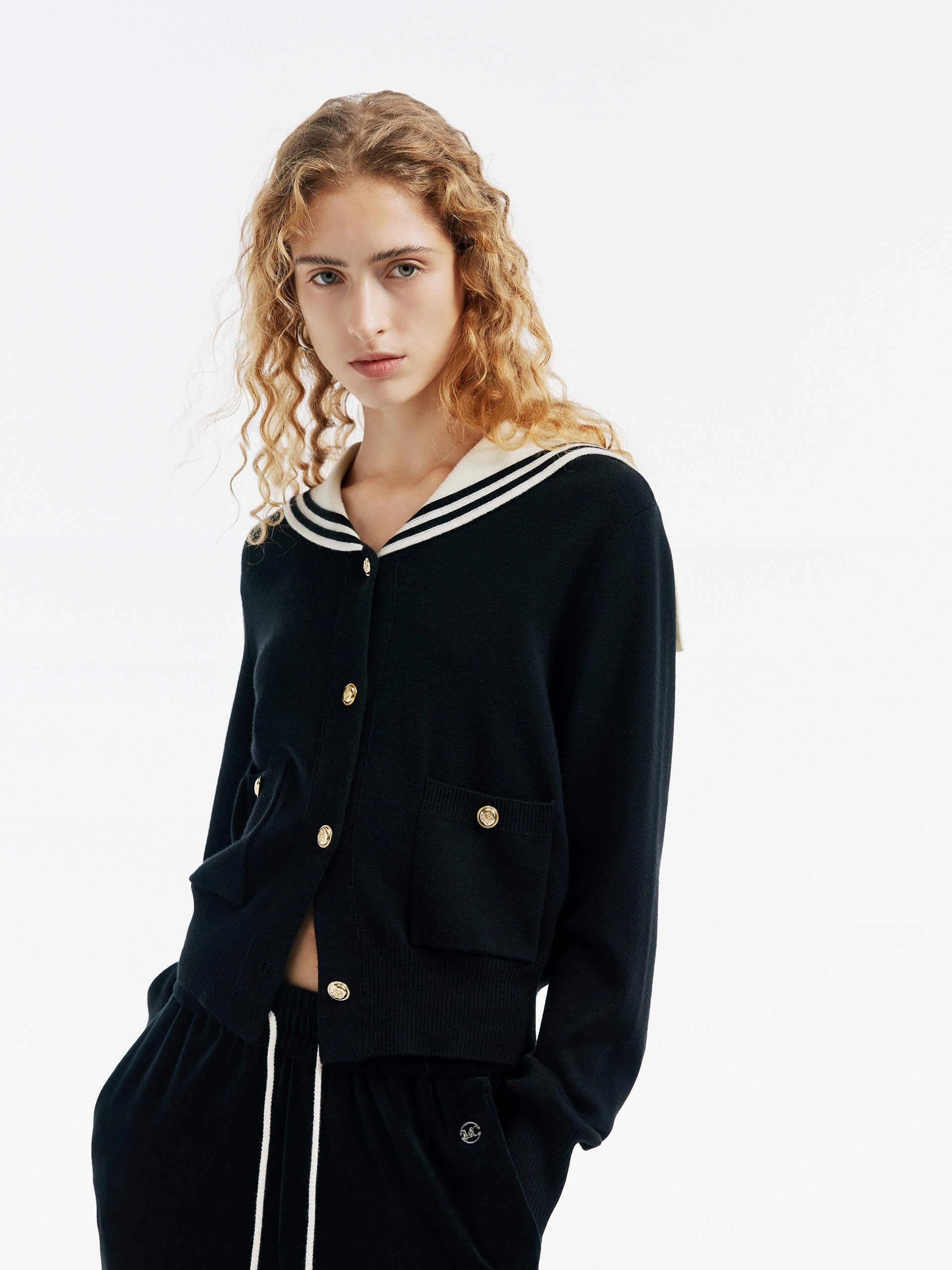 Grab And Go Navy Collar Knit Cardigan