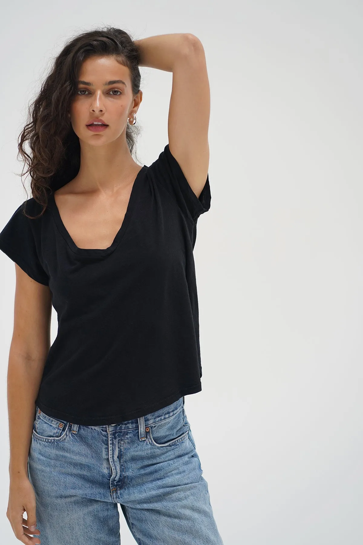 Kaden Cotton V Neck - Black Collared formality Chic Comfort Style