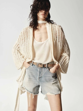 Urban Ready Transitional Wear Relaxed Crochet Knit Cardigan
