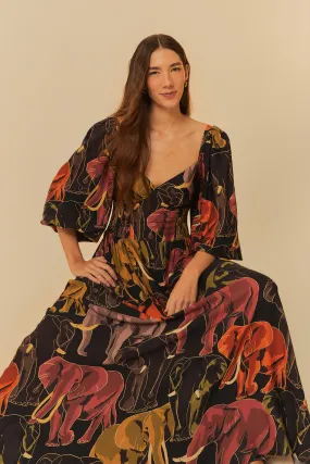Printed-Lining FARM ELEPHANT CROPPED DRESS