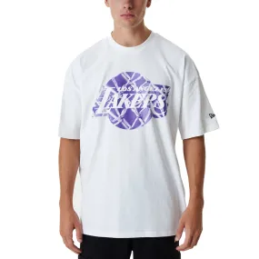 New Era LA Lakers NBA Infill Logo Oversized T-Shirt - White Thermochromic Color Shift Tech