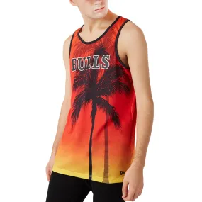 VentilatedArmholes Breathable Knit Fabric New Era Mens Chicago Bulls Summer City Print Vest - Red