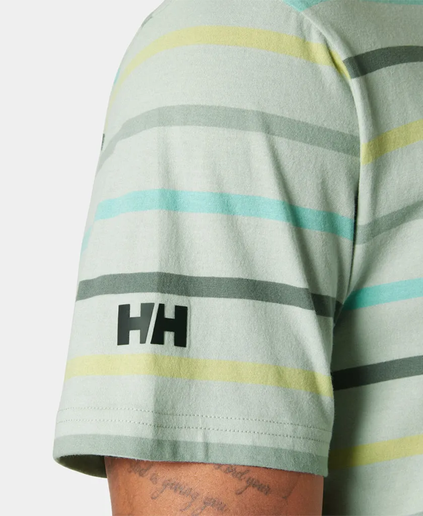 NEWPORT T-SHIRT 2.0, Green Mist Multistripe retro look Placket Detailing