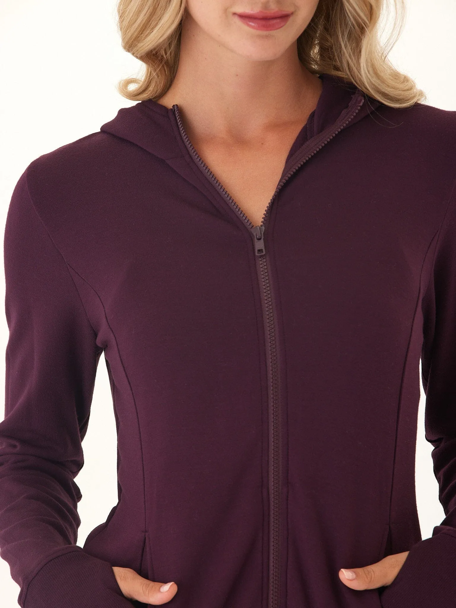 Zippered Closures Adjustable Hem Lock System Neyra Feather Fleece Zip Hoodie