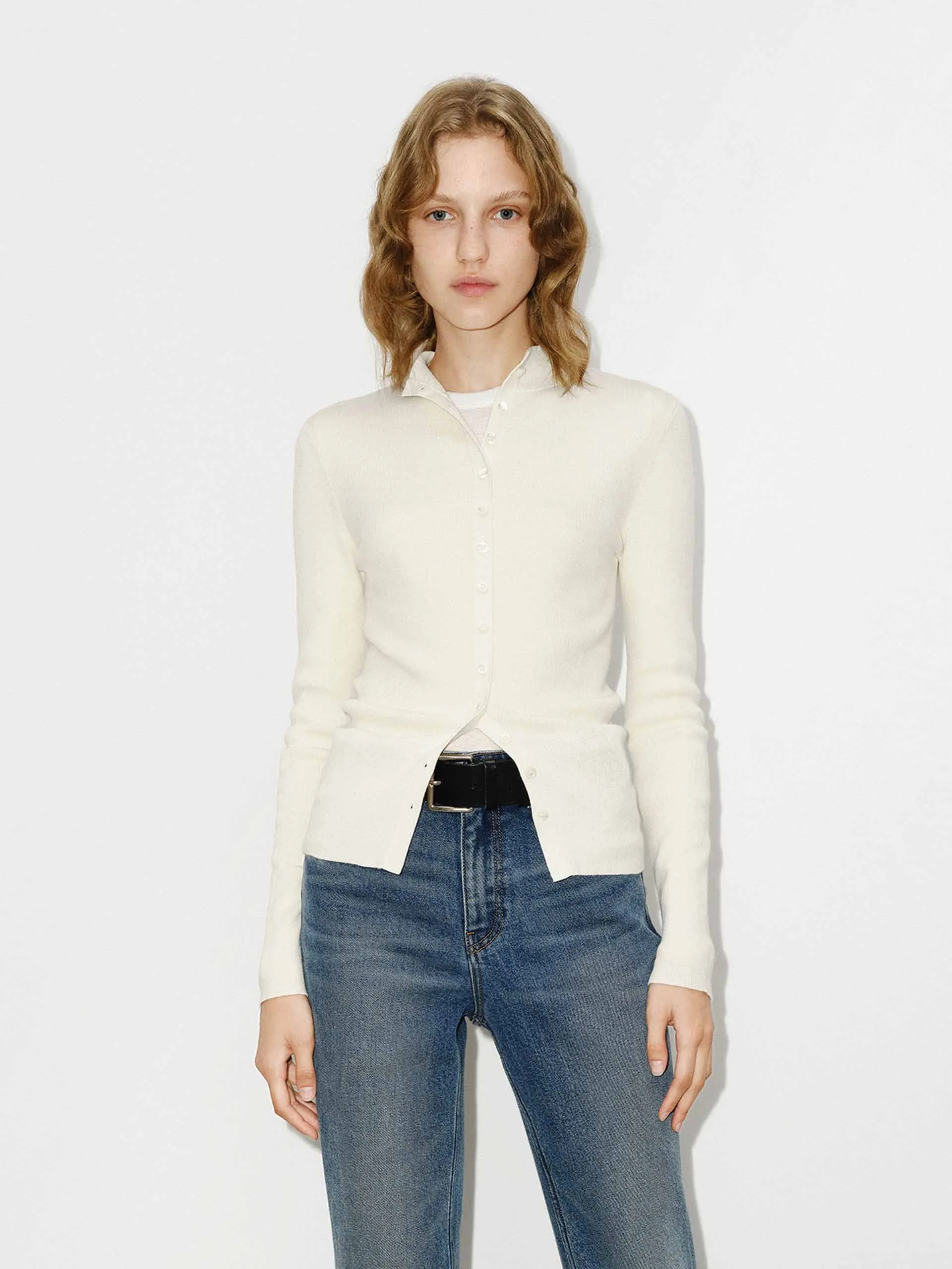 Faux Placket Slim Knit top Effortless Comfort Cold Weather Fashion