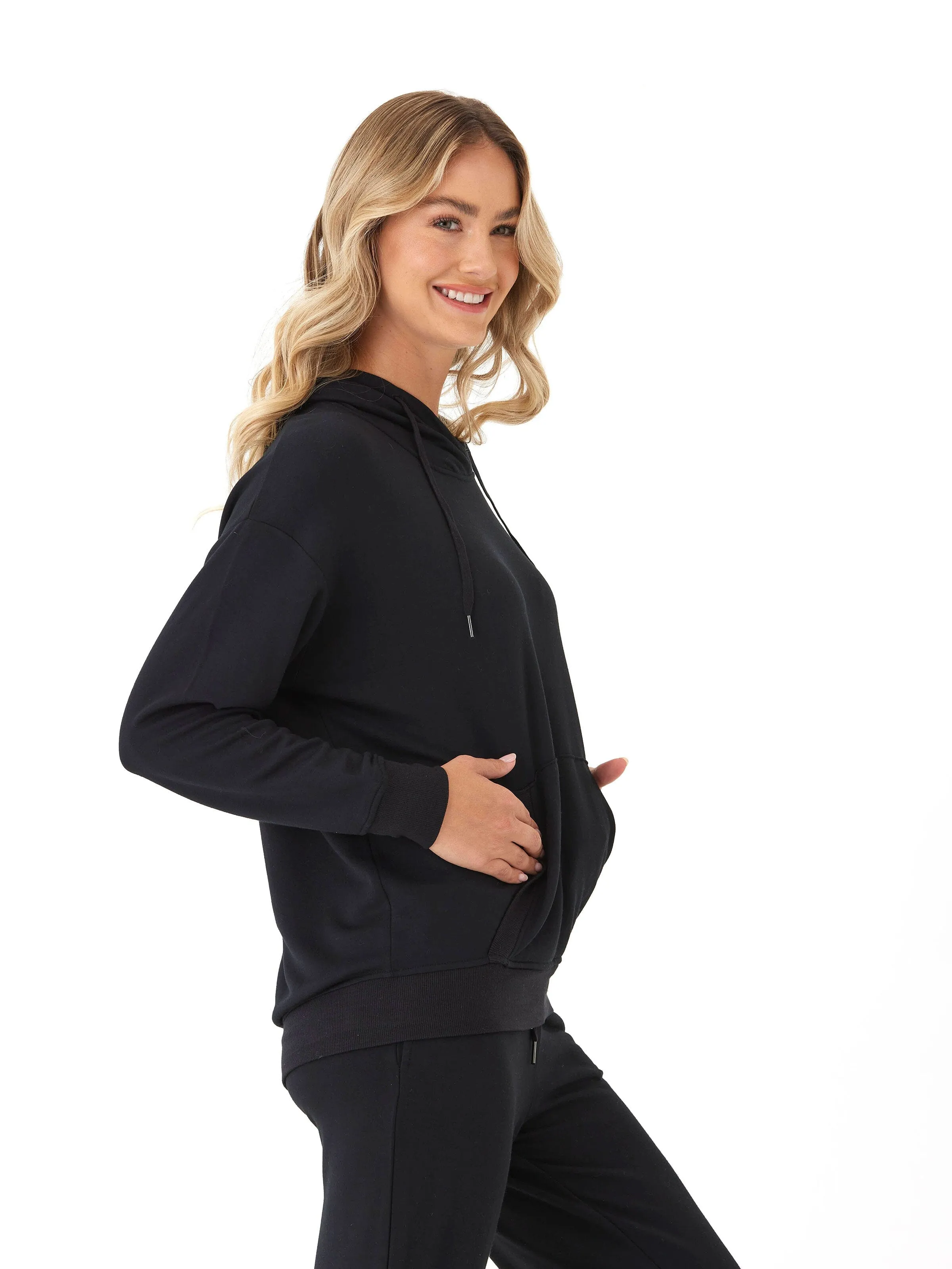 Madge Feather Fleece Pullover Hoodie Noise Free Fabric Clean Outer