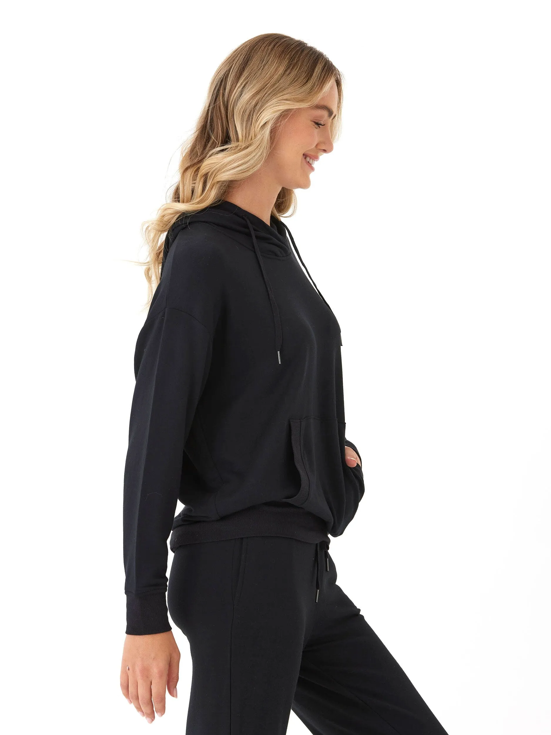 Madge Feather Fleece Pullover Hoodie VentilatedBackPanel Adjustable drawstring