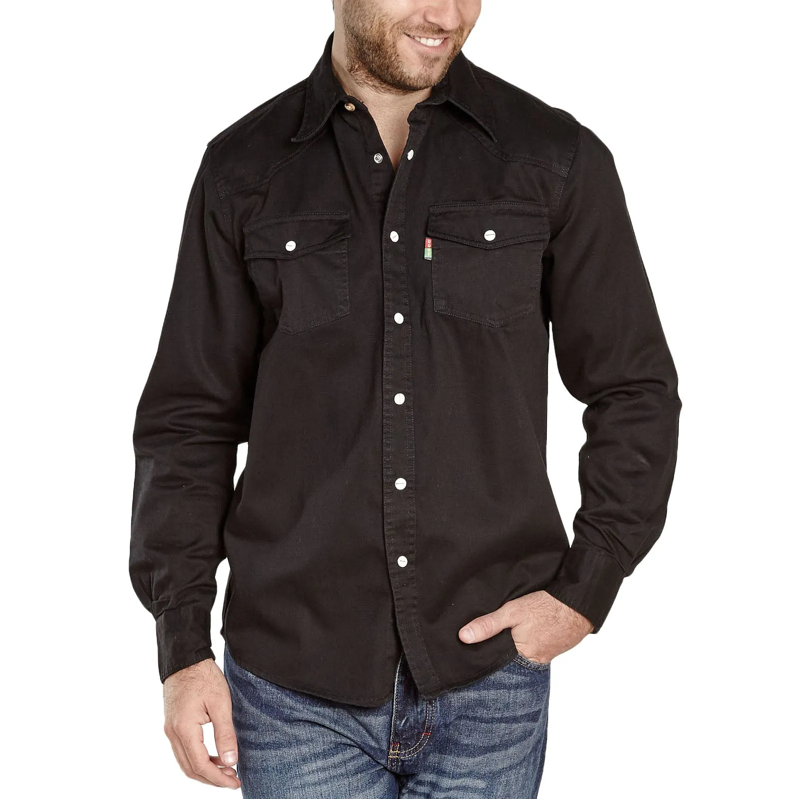 Athleisure Trend Minimalist Aesthetic D555 Duke London Mens Western Style Denim Shirt