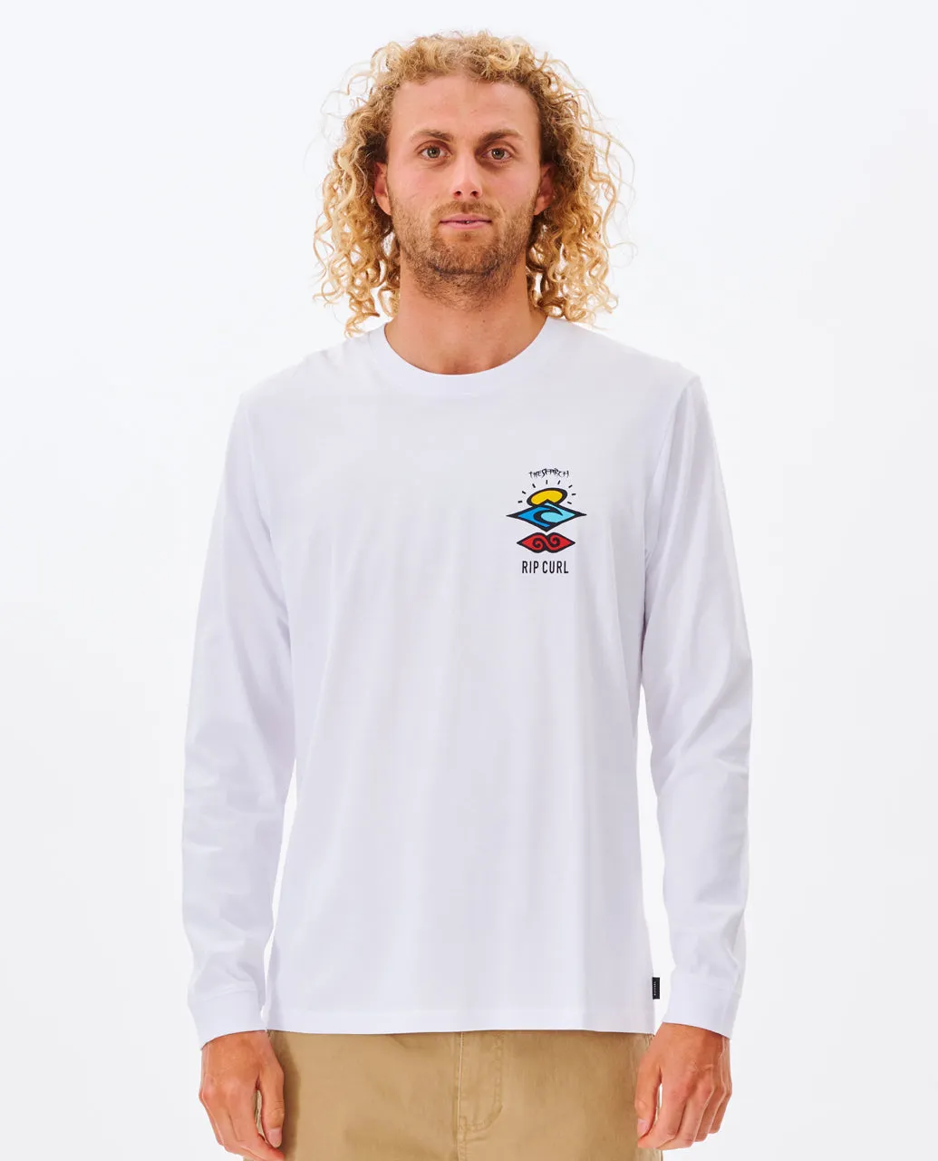 Casual Blouse Rip Curl Mens Search Icon Long Sleeve Crew Neck T-Shirt