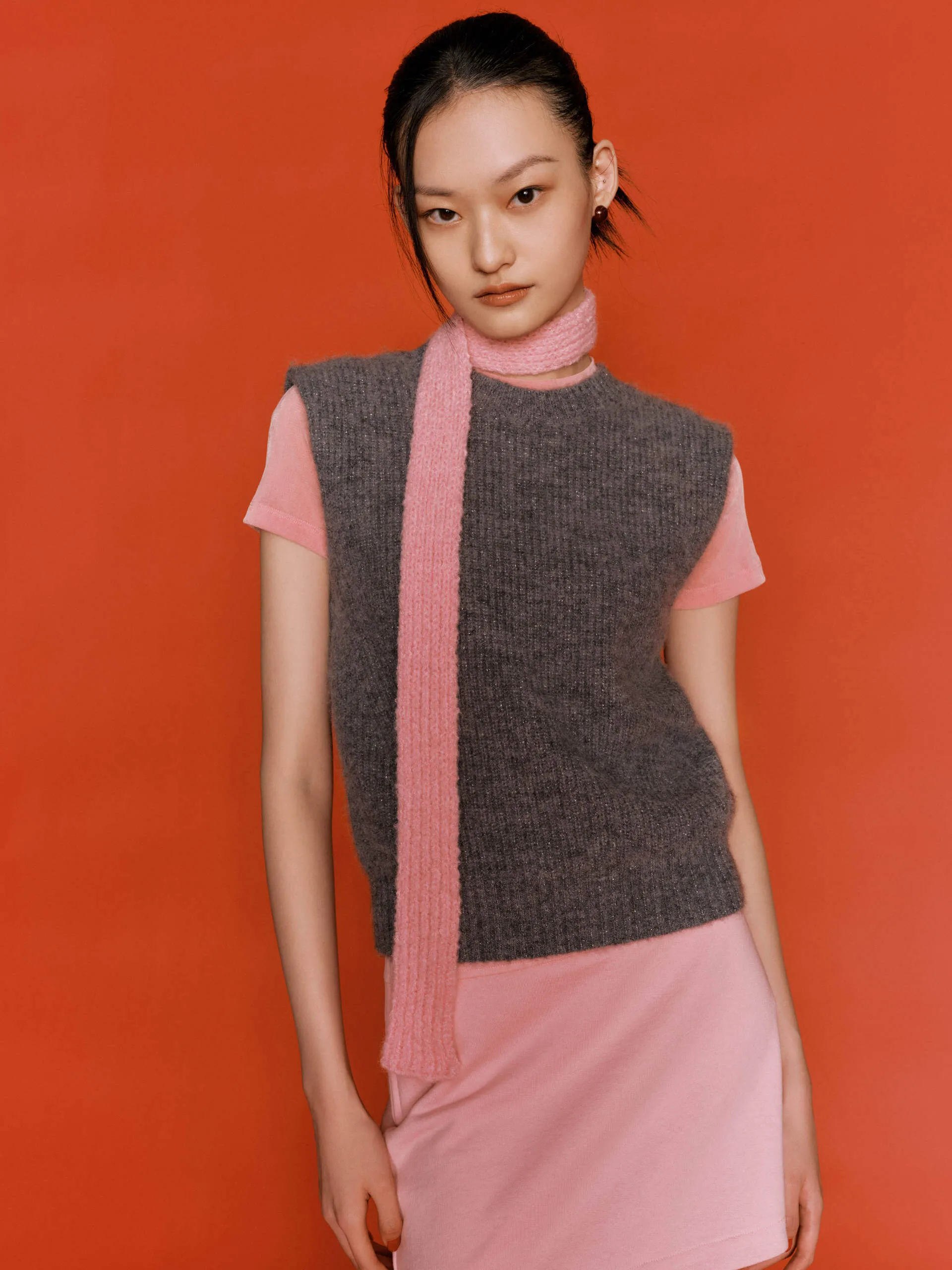 Alpaca Blend Knitted Top Anti Pilling Surface Perfect Fit Design