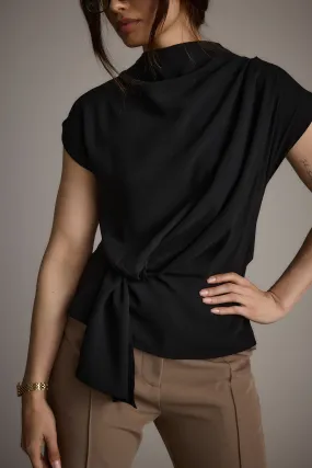 sporty wear Comfortable Cut Atwood Black Twist Front Blouse