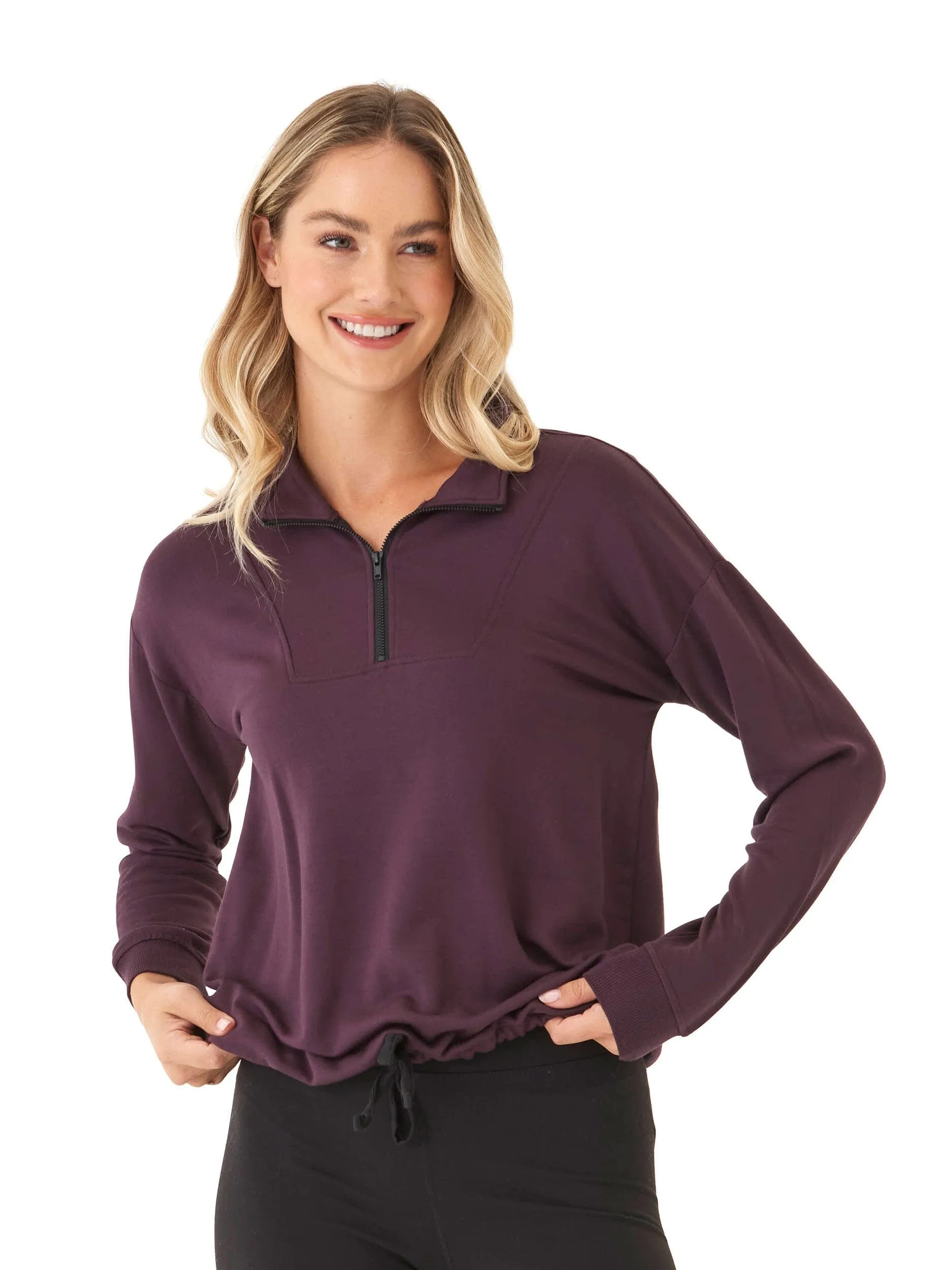 Nyla Feather Fleece Half Zip Pullover Reinforced Elbow Padding abrasion resistant coating
