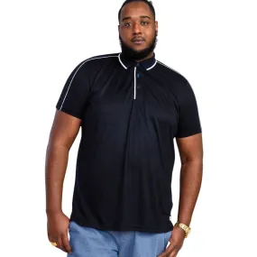 D555 Mens Sussex Big & Tall Jersey Ribbed Collar Polo Shirt - Dark Navy Stylish Design Lightweight Knit