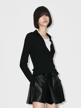 V-neck Wool Knitted Top Lightweight Layer