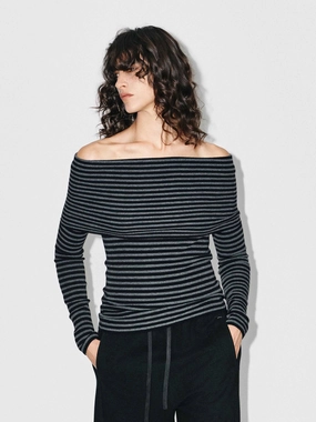 Modern Basic Off-shoulder Fitted Knit Top