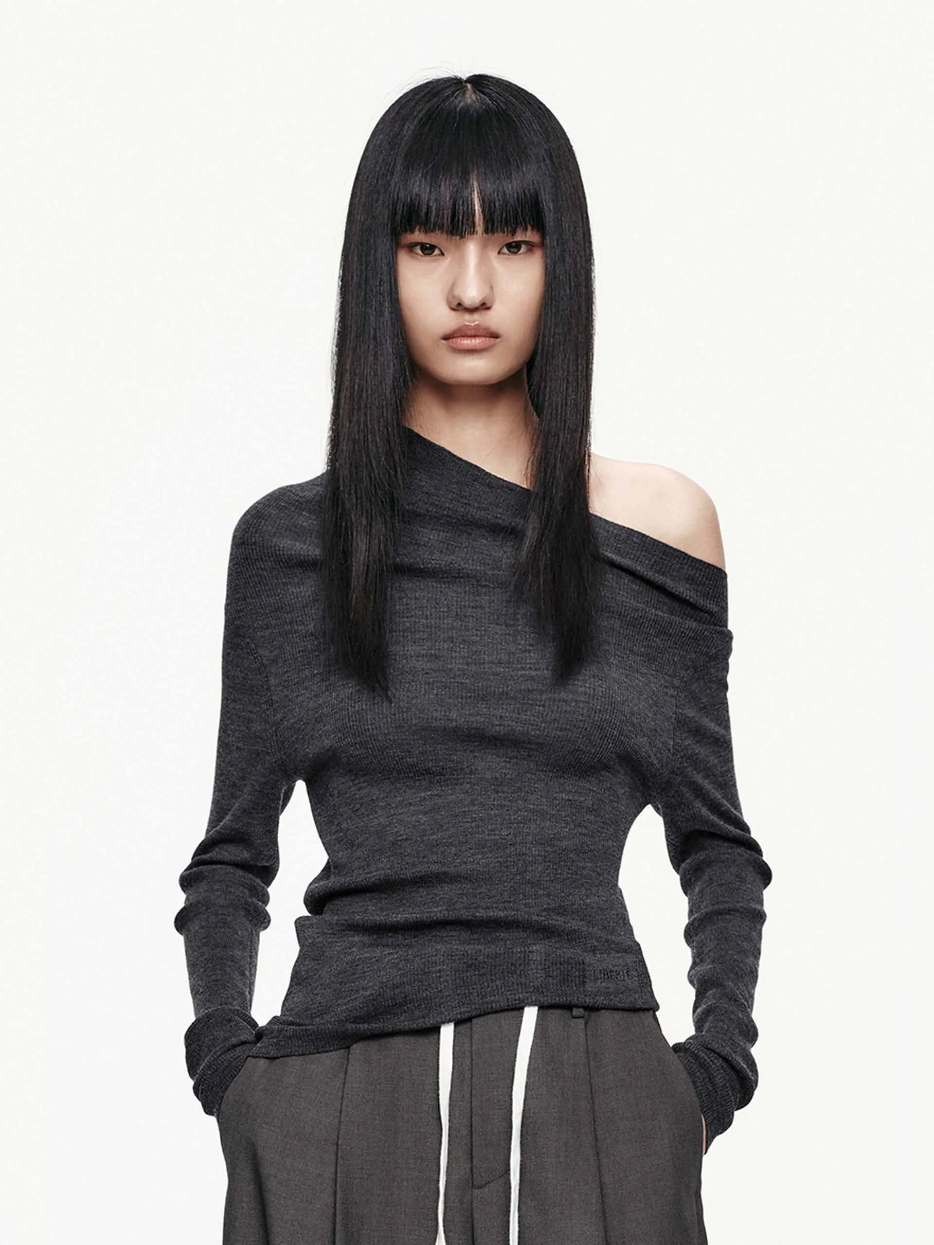 One-shoulder Wool Sweater Casual Flex