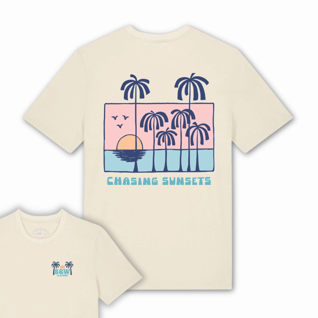Organic "Chasing Sunsets" Tee Wrinkle Resistant Breathable Wearable