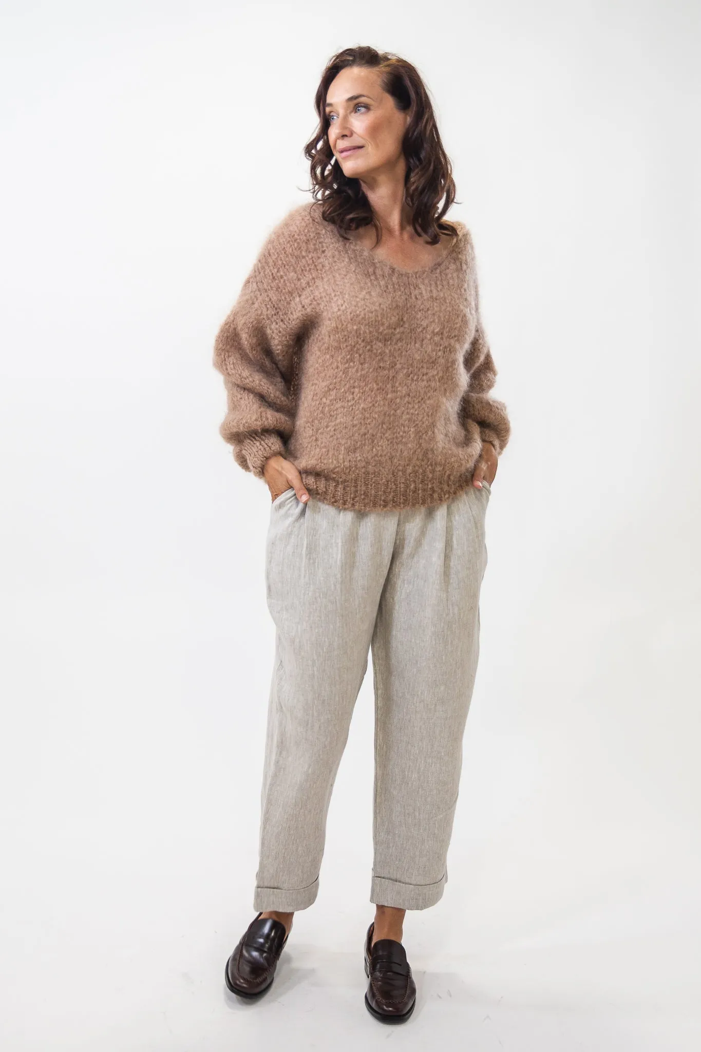 Milana Knit | Medium Brown Slim Fit Design Elastic design
