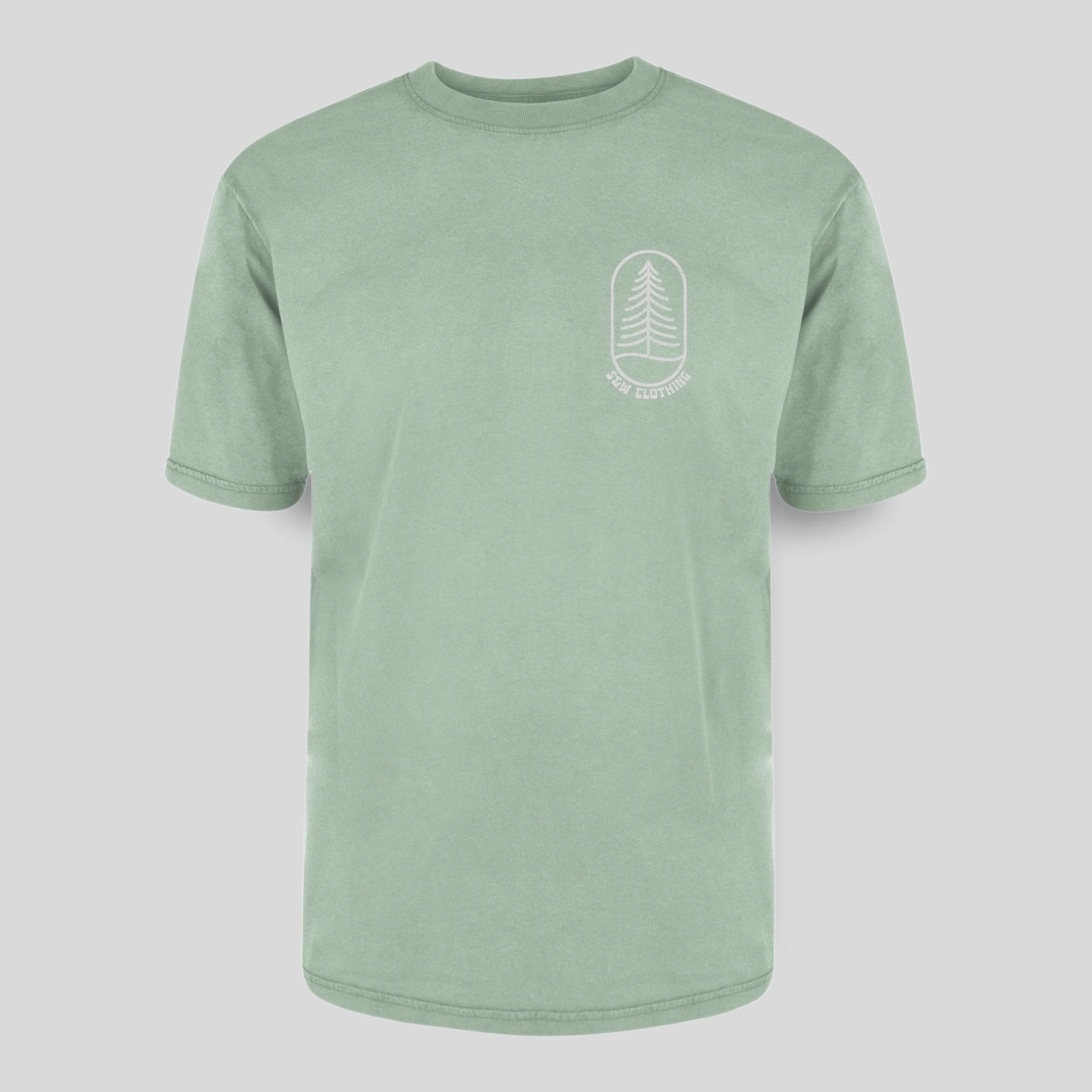 Trendy Style Versatile Layer Over-sized "Tree" Stone-wash Tee