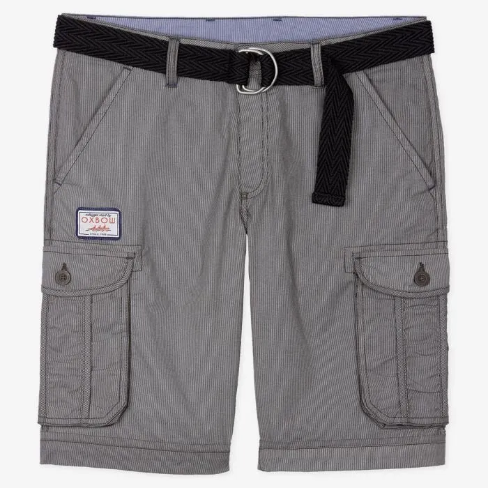 OXBOW Mens Orpek Bermuda Cotton Cargo Shorts with Belt Breezy Wear Multi Directional Flex Zones