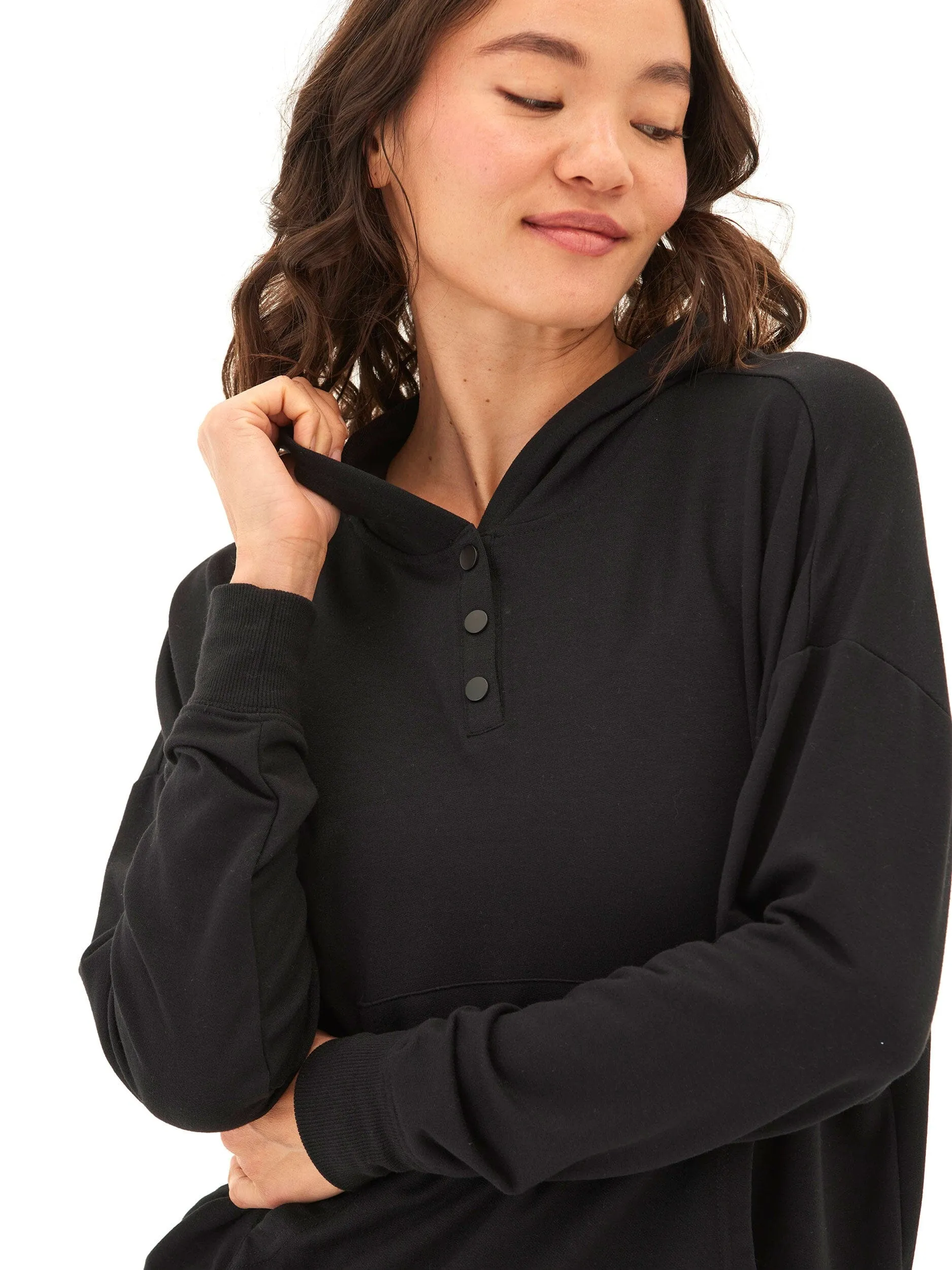 Diyanna Modal Terry Henley Hoodie Quick Drying