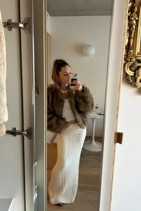 Comfort Waistline Pamela Beige Sweater Maxi Skirt