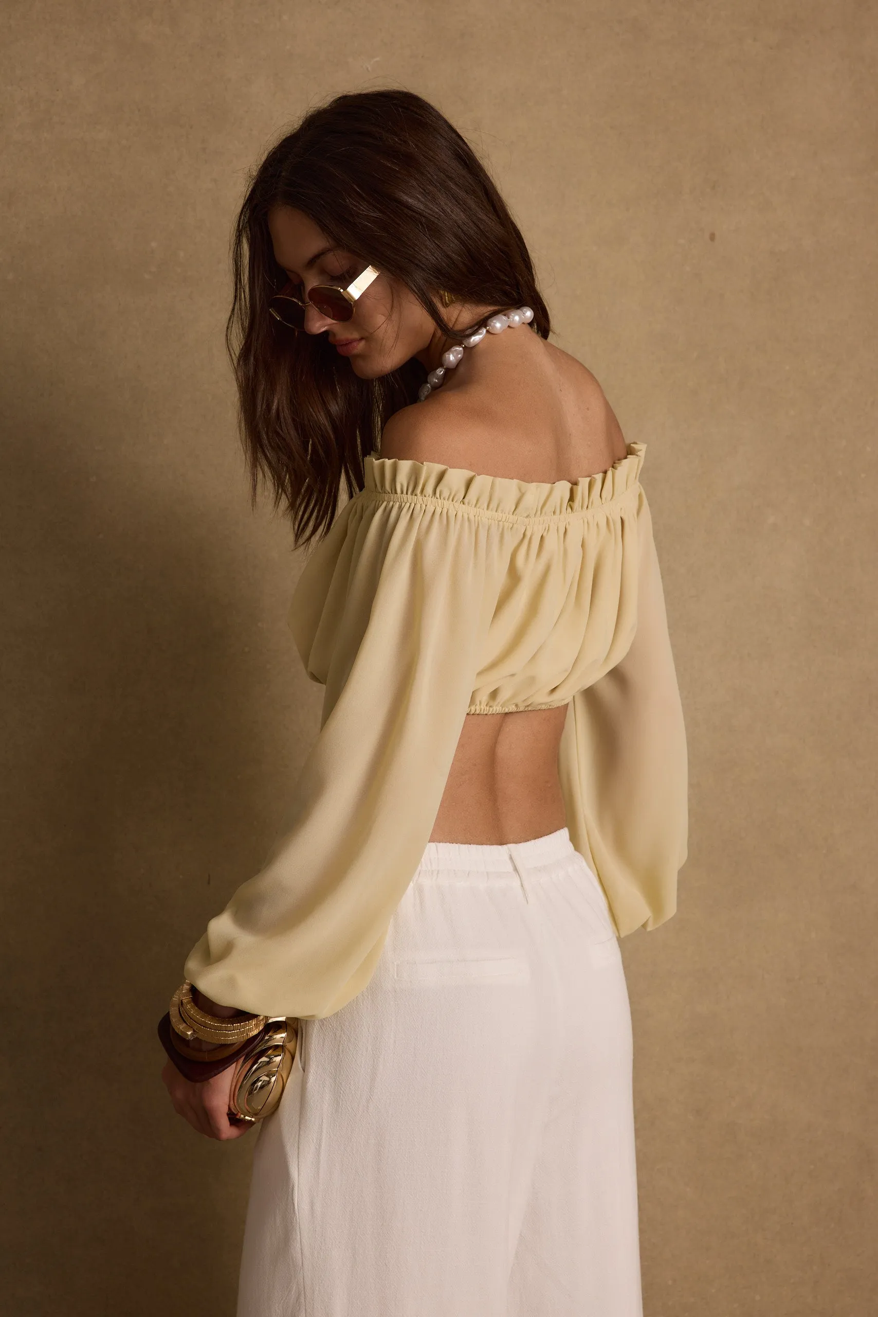 Indoor dweller Panama Baby Yellow Chiffon Top