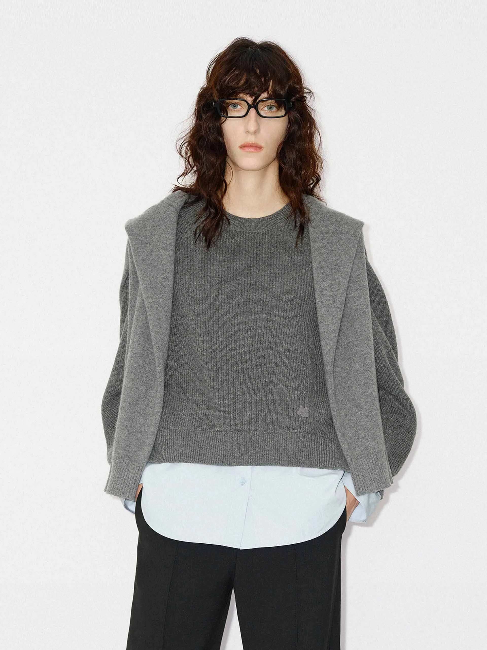 Soft and Elegant Seasonal Layers Paneled Detail Knit Sweater