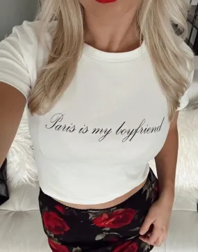 ThermalRegulating Fabric Paris Is My Boyfriend Baby Tee