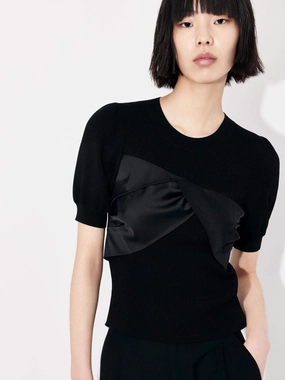Lightweight Weave Daily Wear Patch Detail Ribbed Top