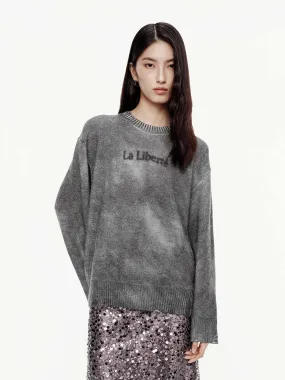 Quick Fit Stretch Cozy Knit Faded Distressed Sweater