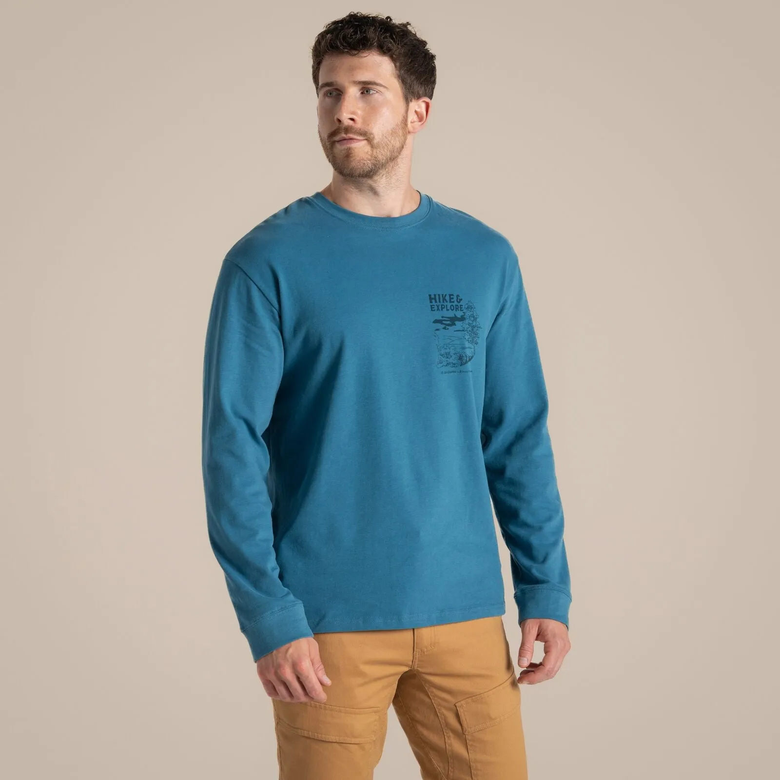 Craghoppers Mens Limestone Organic  Long Sleeve T-Shirt Sporty Cardigan Breathable Construction