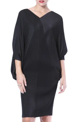 Noble Glow Pleated Dolman Sleeve Dress