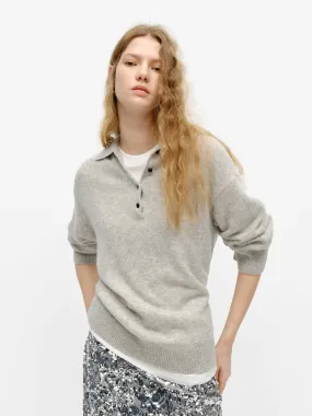 Merino Wool Easy Movement Polo Collar Loose Sweater