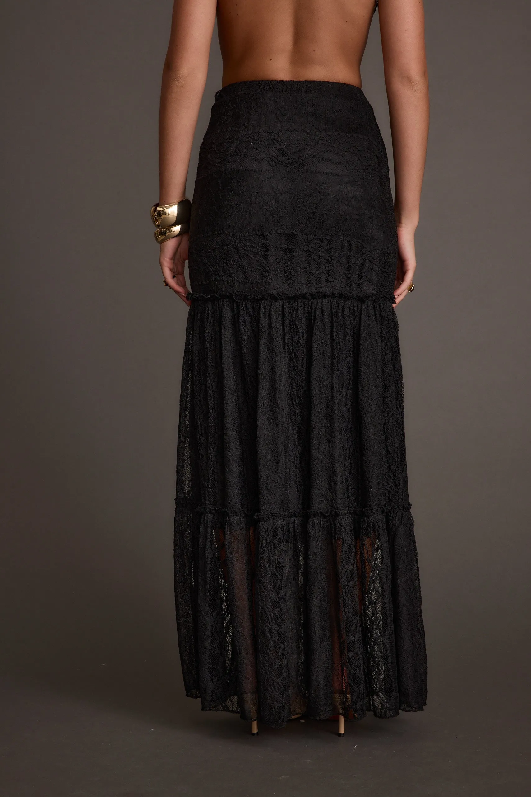 Poppy Black Lace Maxi Skirt Sleek Motion