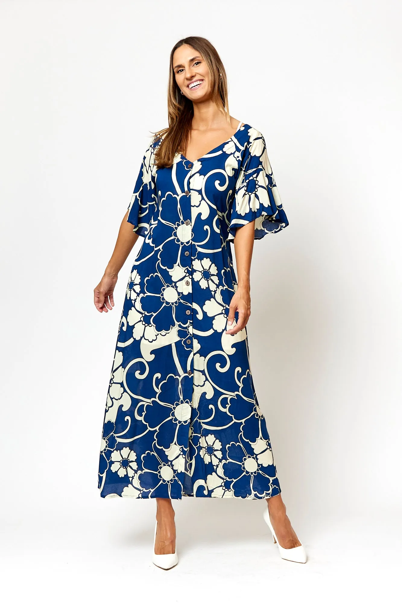 Lace-Trim Saturated Hue POUL DRESS