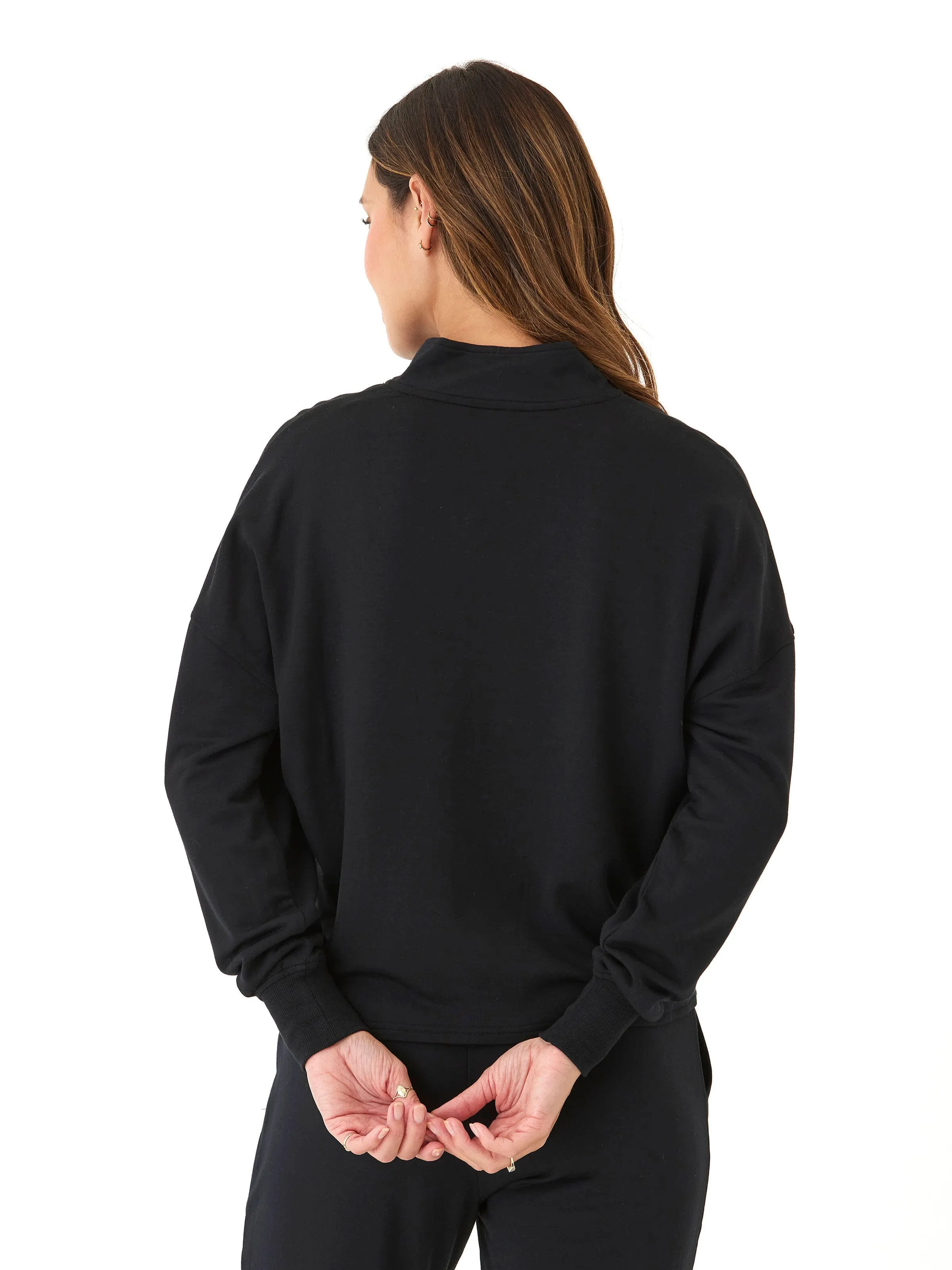 Florynce Feather Fleece Mock Neck Pullover Reinforced Shoulder Protection Ergonomic Sleeve Shaping